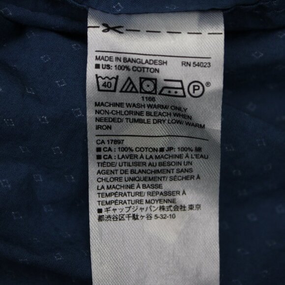 Banana Republic Stretch Soft-Wash Shirt Men 2XL XXL Blue Geometric Flip Cuff L/S - Picture 8 of 13